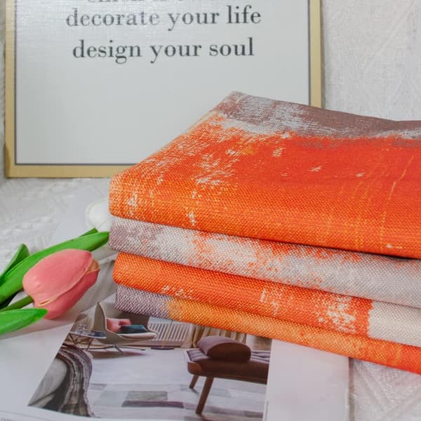 Kuddfodral 45x45 set om 4 dekorativa kuddar linne orange kuddfodral