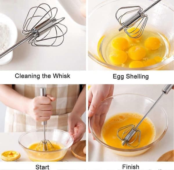 Semi-automatic Egg Whisk - Stainless Steel Wire Whisk Hand Press Mixer