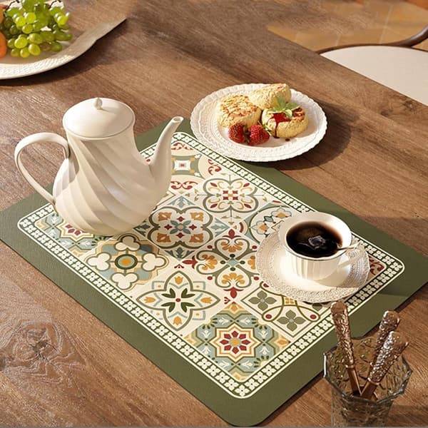 Kaffemåtte - Diskunderlag i boheme-stil - 30*50 cm - Grøn
