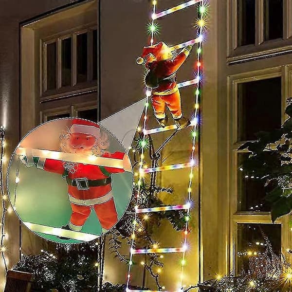 Climbing Santa on Ladder with 150cm LED Lights, USB & Remote Control -FF-