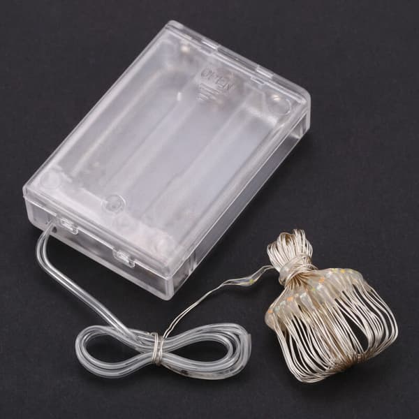 50 LED String Lights, 5m, 4.5V, 3W, Battery Powered, IP65 Waterproof, Flexible, White, Ideal for Parties
