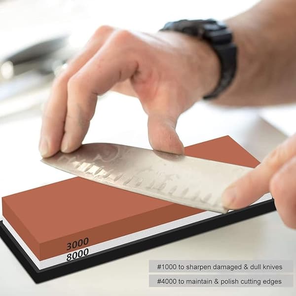 Knife Sharpening Stone Set, 2-Sided Whetstone Set 3,000/8,000 Sharpening and Honing Waterstone