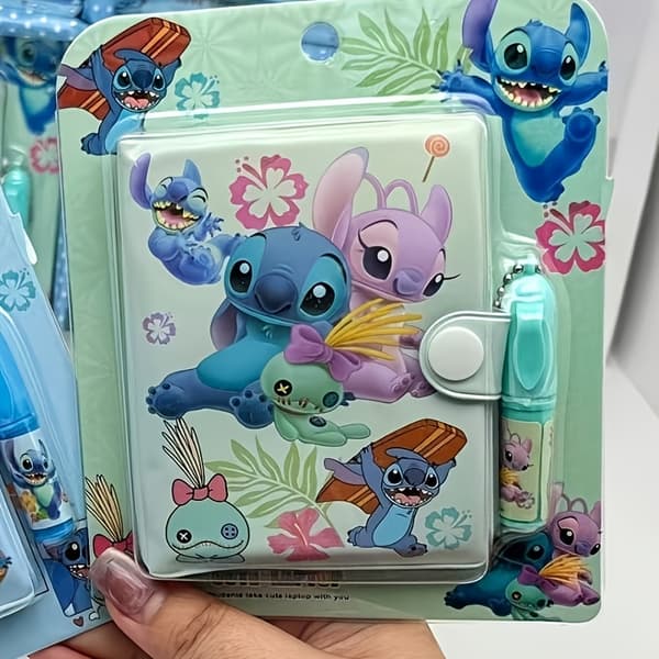 Disney Stitch Notesæt - Premium Dagbog med Kuglepen Tilfældig Farve Random Color