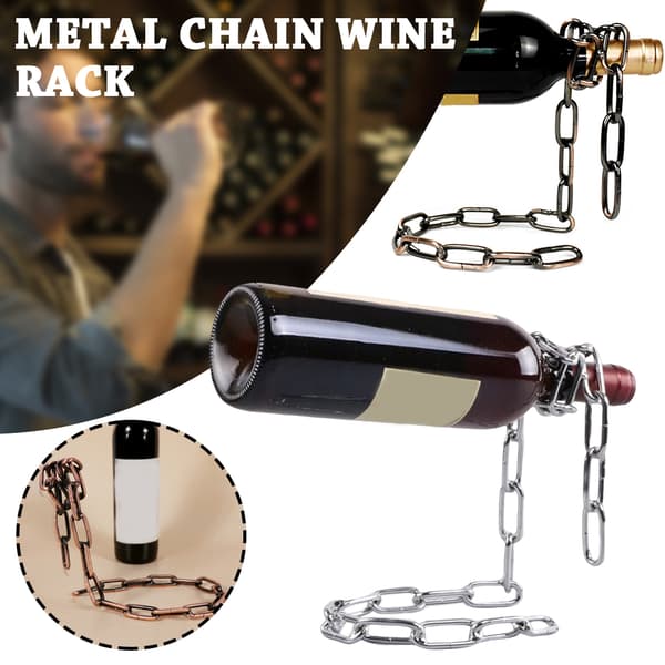 Supercool Chain Wine Rack Personalized Iron Chain Wine Holder Wine Display Stand Silver Silver