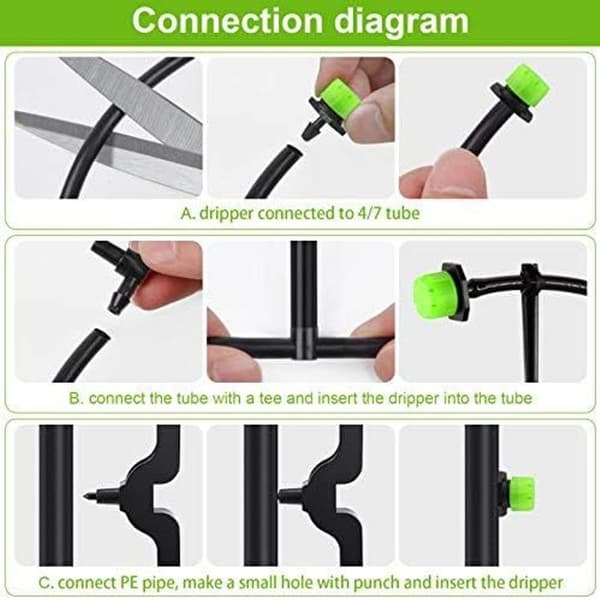 200 Pieces Adjustable Irrigation Drippers, 1/4 Inch Drip Irrigation System, Micro KLB