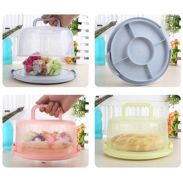 Portable Cake Box with Handle Multifunctional Food Fruit Storage Box Practical Organizer Pink Pink
