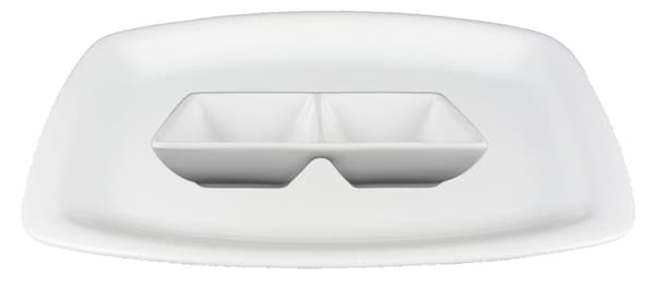 Porcelain Plate Rectangular Rounded Edges + Porcelain Bowl 2-part - 8 pieces Vit 4464