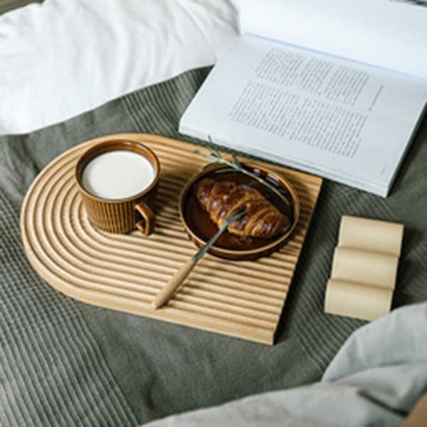 Ripple Dessert Tray Cup Geometric Cutting Board Placement Plate Curved Surface Art, C