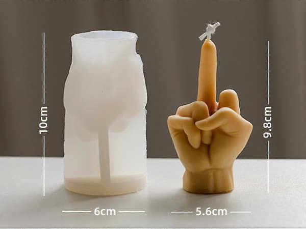 3D Håndformet Silikoneform, 9,9 cm Støbeform til Lys, Langfingerformet Støbeform i Harpiks til Lysfremstilling og Bagning