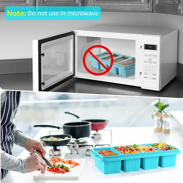 Silikonfrysebrett med lokk - Isbit- og matoppbevaringsbeholder for suppe og saus-FX-