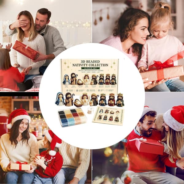 3D Pärlad Julkrubba Figurin kit, DIY Julpysselset För Vuxna -