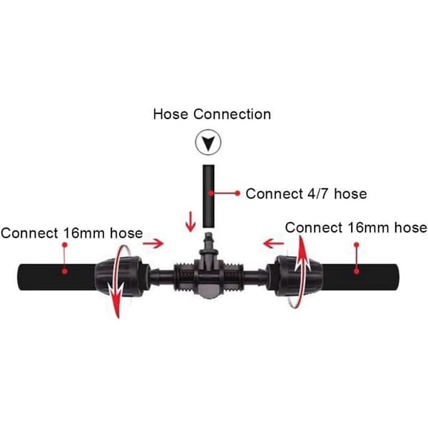 10 Stykker 16 mm Modhage T-forbindere til Havevanding PE-slange