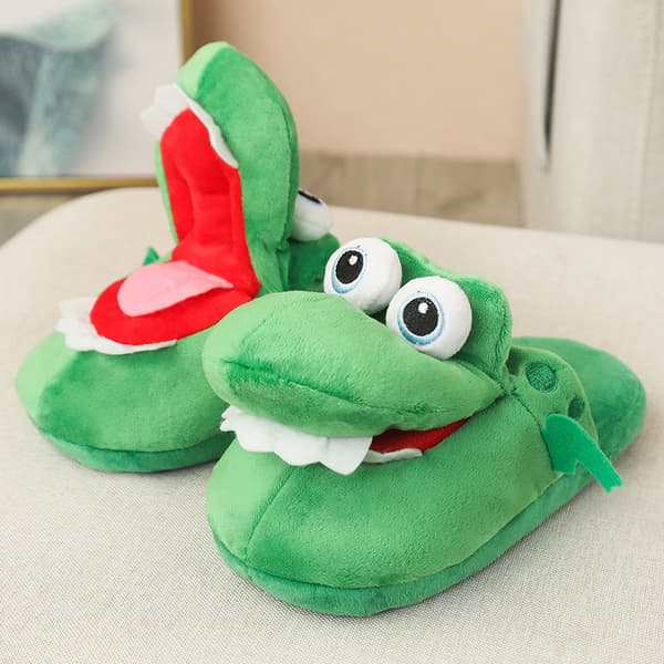 Dancing and Mouth-Opening Crocodile Plush Slippers
