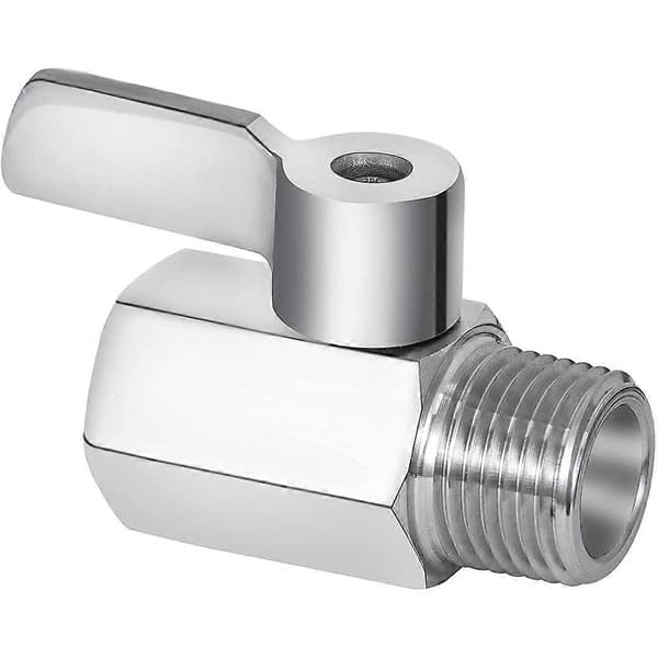 Brusehoved afspærringsventil, 304 rustfrit stål mini kugleventil NPT gevind (1/2 tomme han x 1/2 tomme F