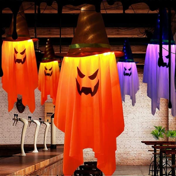 2025 Seneste Model Halloween Lysende Spøgelsesdekoration Uhyggelig LED Heksehat Spøgelse