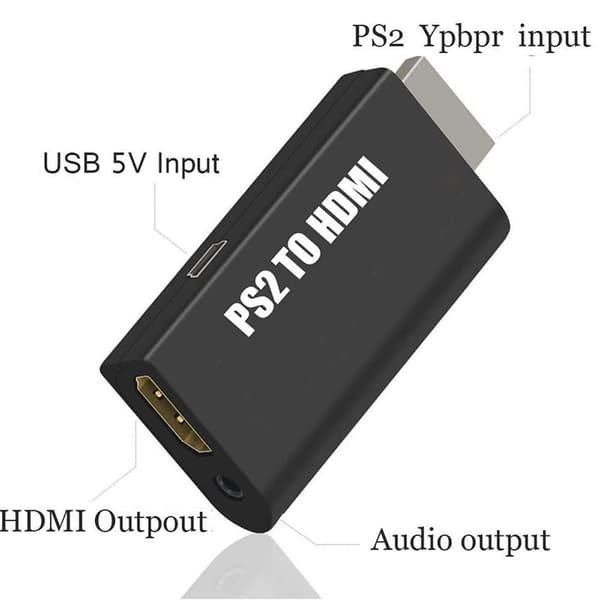 PS2 HDMI lyd- og videokonverteradapter PS2 til HDMI-konverteradapter med 3,5 mm