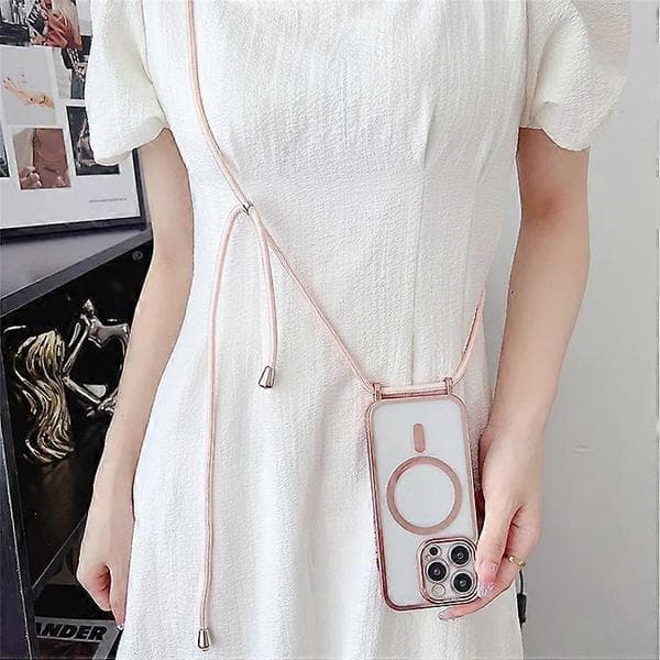 Compatible with iPhone 15 Pro Max Case Compatible with MagSafe TPU Phone Cover with Long Lanyard