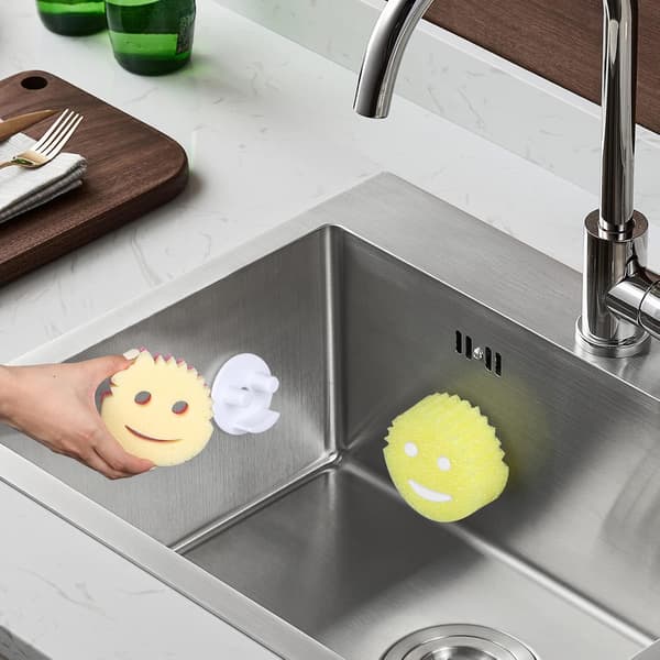 Sponge Holder, Sink Caddy for Scouring Sponges with Suction Cup Set