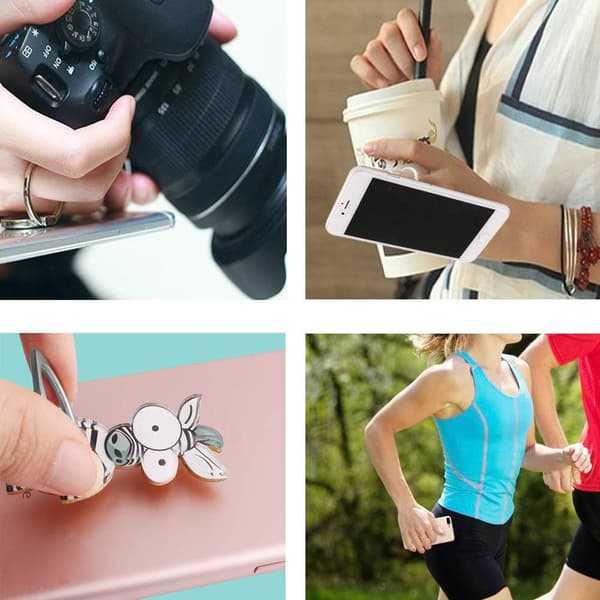 4 stk. telefon Baguupport, metalringholder 360º rotationsringgreb til mobiltelefonholder, tabletholder, bilholder