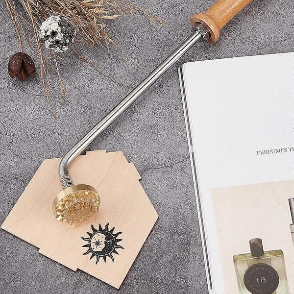 Cake/Wood Stamp Creative Bakery Embossing Iron Hot Branding Brass Mold with Handle Sun Pattern 30mm