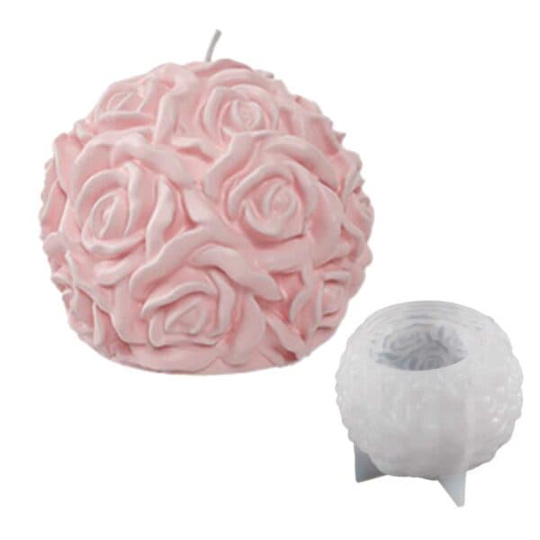 Silikone Lysform DIY Stearinlys Rund Rose Hvid white