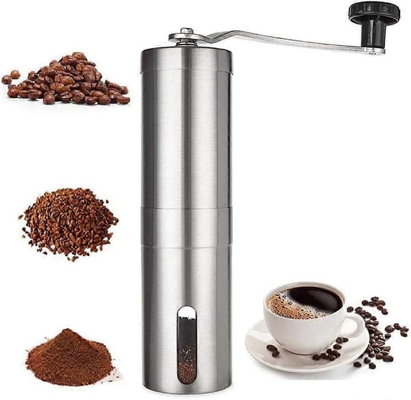 Manuel Kaffekværn Rustfrit Stål 40 g Håndkaffekværn med Keramisk Kværn og Justerbar