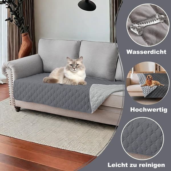 Vandtæt og lækagesikkert dobbeltsidet hundetæppe - Møbelbeskytter til kæledyr, bærbart og perfekt til sofa- og sengebeskyttelse