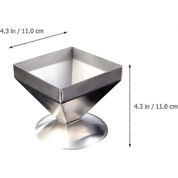 Pyramideform i rustfritt stål for kake, risform, matform, serveringsfat 11x11cm