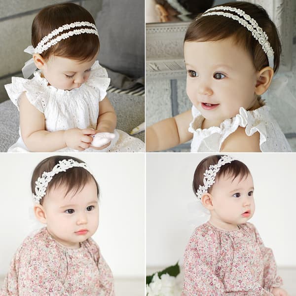 Babyflicka Hårbånd med Roset Blomst Turban Elastisk Hårbånd W