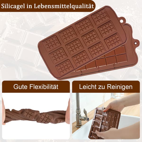 Genanvendelige Chokoladeforme i Silikone, Holdbare Non-Stick Forme til Chokolade, Slik og Mere - Sæt med 4