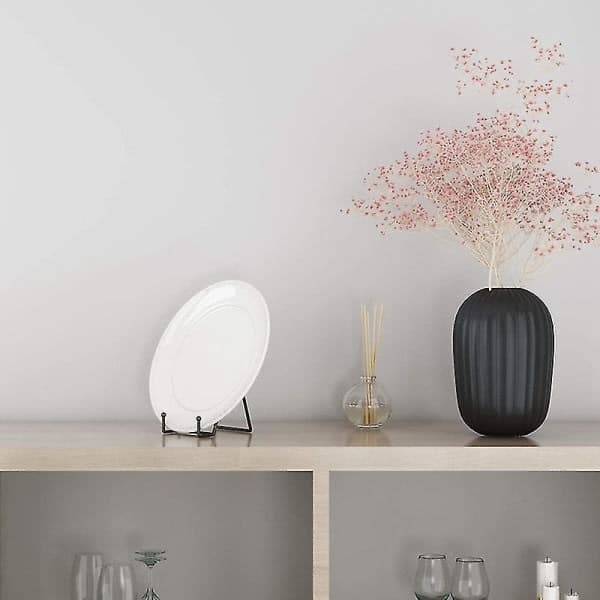 5-pak Metallisk Displaystand Sort Jern Staffeli til Tallerkenstativ Tallerkenholder Displaystand til Billede