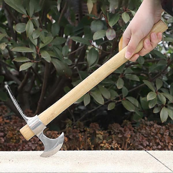 Krysset hakke i rustfritt stål med ergonomisk trehåndtak, graveverktøy for hagearbeid Sharp Pick Sharp Pick