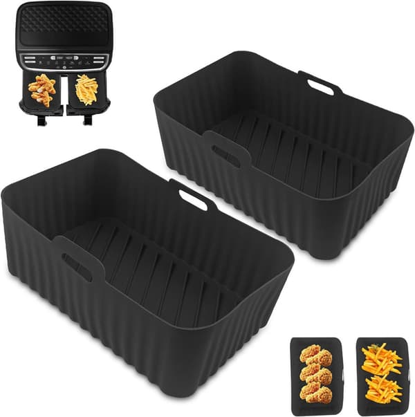 2 stk. silikoneforme til airfryer, genanvendeligt tilbehør til frituregryde, rektangulær silikoneform til frituregryde