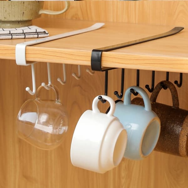 Pack of Sturdy Storage Shelf Hooks for Home Kitchen Bathroom Hook Holder with 6 Hooks, White
