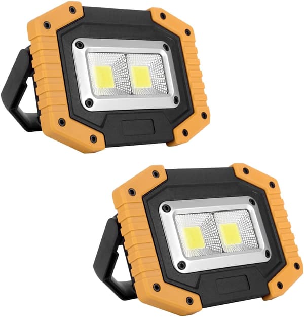 Two Sets COB 30W 1500LM LED Work Lights, Rechargeable and Portable