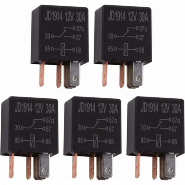 5 Dele Relæ 5 Ben 12 V 30 A, Multifunktionsrelæ SPDT Standardrelæ Robust 5 Ben 12 V DC, Bilrelæ