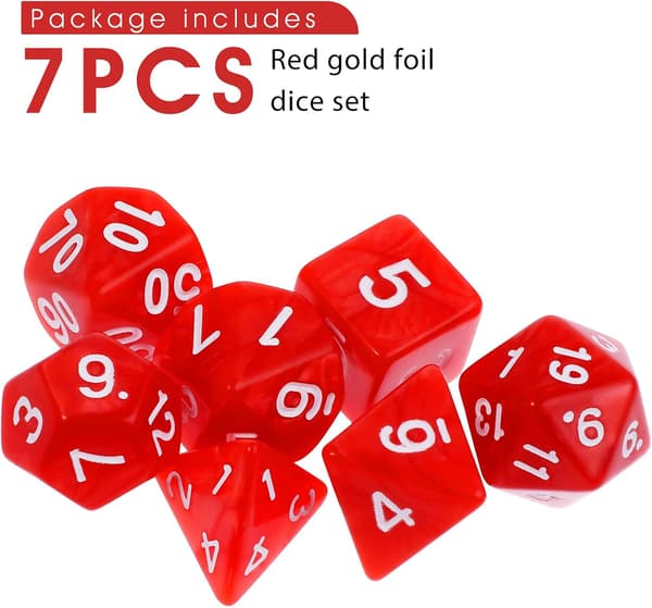 7-delt DND-terningsett for Dungeons and Dragons, lilla nebula polyhedral terning RPG rollespill brettspill (rød)