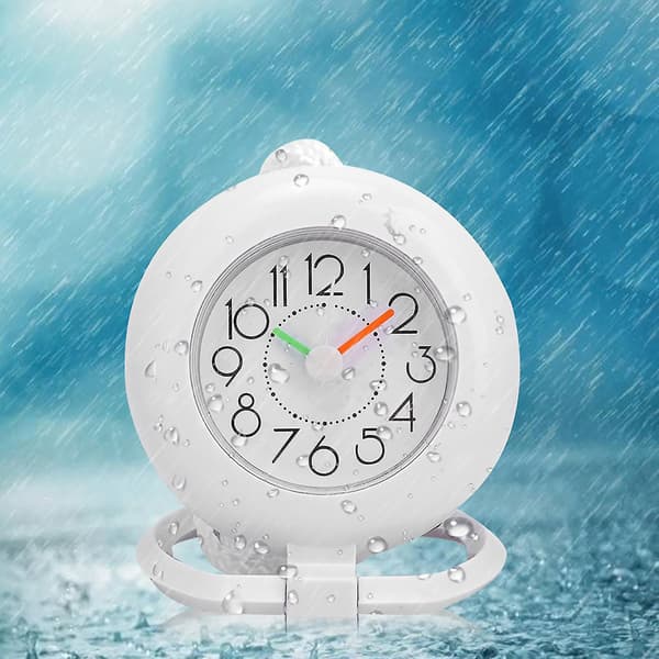 Fashionable Waterproof Dual-Use Hanging Table Clock Bathroom Kitchen Home Decor (White) [DB]