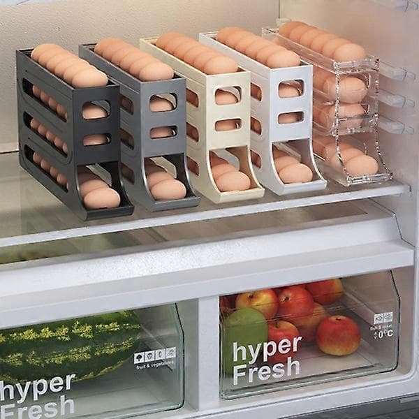 Automatic Sliding Egg Storage Box with Portable Large Capacity Egg Container for Outdoor Use Gray gray