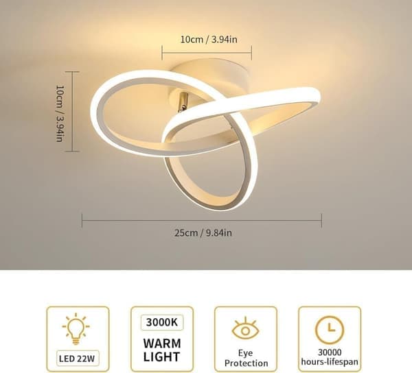 Modern LED Ceiling Light, 22W, 2500LM, Clover Shape, 26 cm, 3000K–6000K