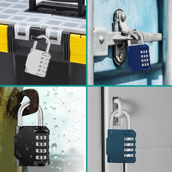 Combination Padlock, 4-Digit Code Lock, Gym Padlock, School Locker Lock, Weatherproof Outdoor Combination Lock Blue_tfrf Blue Blue