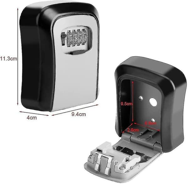 Key Cabinet with 4-Digit Code, Wall-Mounted Key Storage, Security Storage Box for Secure Key Sharing Indoors and Outdoors