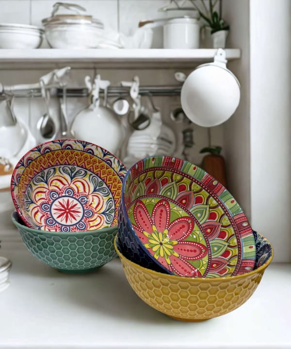 Mønstret skål 16 cm multifärg multicolor