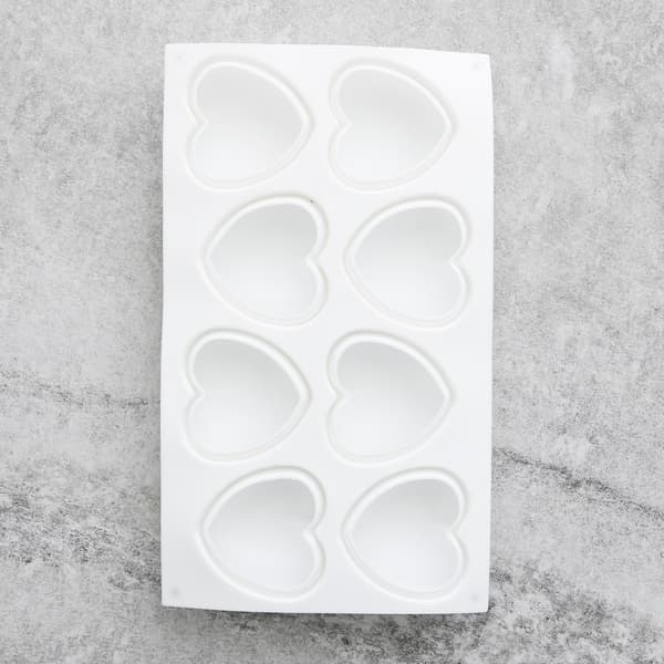 Hjerte silikonform | 8 hjerter silikonform | Hjerte mousseform Vit white