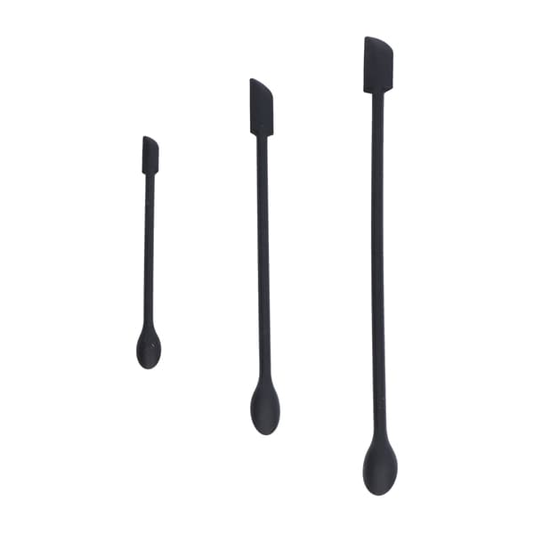 3 Pcs Spatula Food Grade Silicone Double Head Fruit Jam Cream Makeup Spatula for Kitchen Black