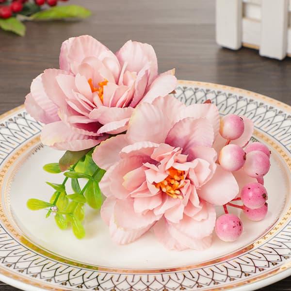 5 stk Roseblomstrede Serviettringer Kunstige Blomster Serviettholder DXGHC