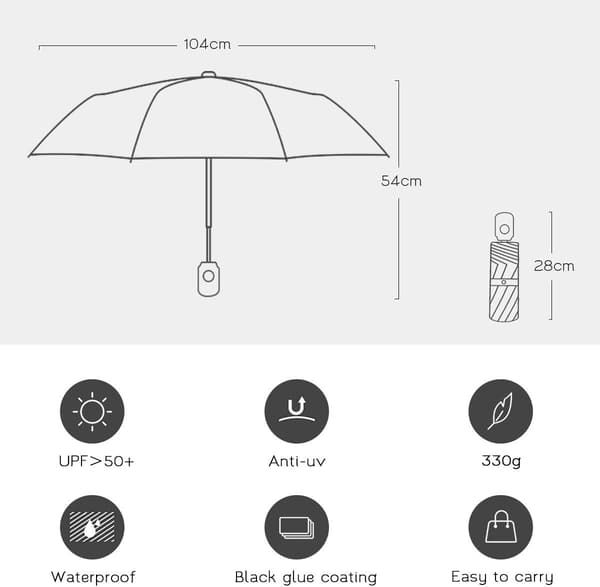 Automatisk foldbar parasol til kvinder Solbeskyttelse Anti-UV Kompakt P