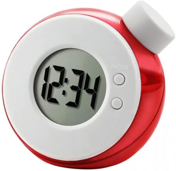 Water Power Clock - Friendly Clock Digital Alarm Clock Battery-Free Water Clock LED Display Clock (red) (hy)