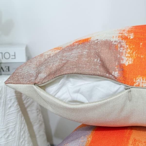 Kuddfodral 45x45 set om 4 dekorativa kuddar linne orange kuddfodral