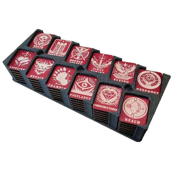 Ability Tracking Counter for Tabletop Games Fun Unique Wooden Ability Tracking Counter Set with Storage Box Red Red